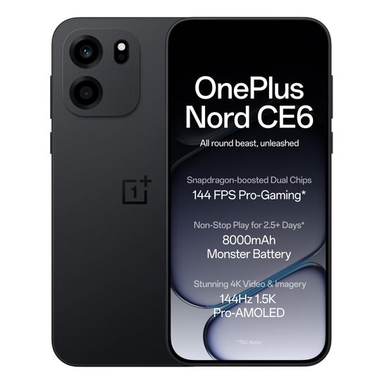 OnePlus Nord CE6 | 8GB+128GB | Pitch Black | Snapdragon 7s Gen 4 | 8000mAh Battery