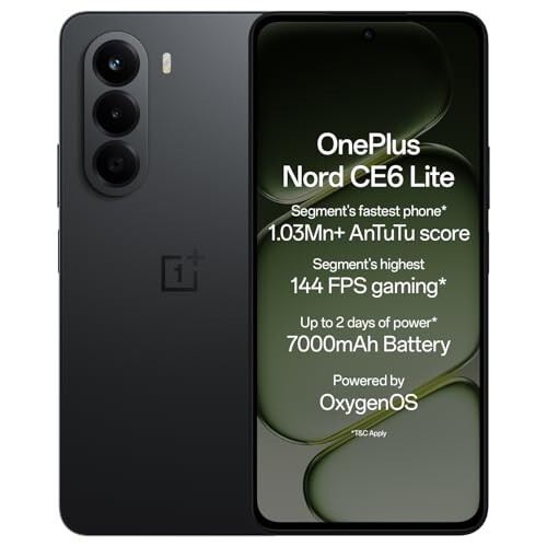 OnePlus Nord CE6 Lite | 8GB+128GB | Hyper Black | Segment's Fastest Dimensity 7400 Apex Processor | 7000mAh Battery 
