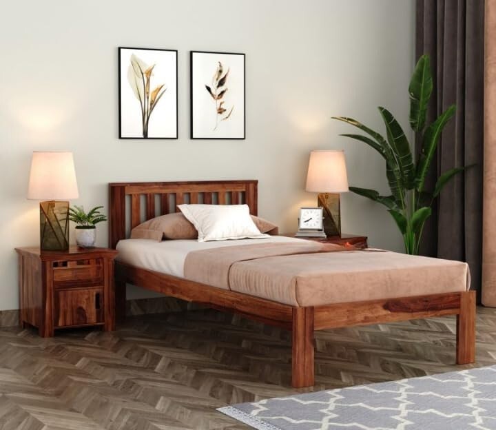 Orus Double Size Sheesham Wood Bed for Bedroom (48x78) with 2 Years Warranty | Office Furniture | Living Room Cot | Wooden Bed | Daybed |Traditional Beds | Bedroom Furniture |