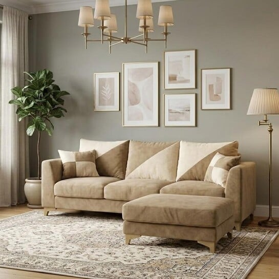 Juliet 4 Seater L Shape Sofa Set with Movable Ottomans