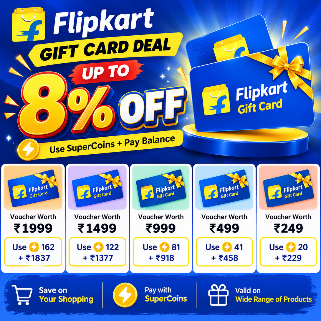 Flipkart Gift card @8% off using Supercoin (24 Hour Deal)