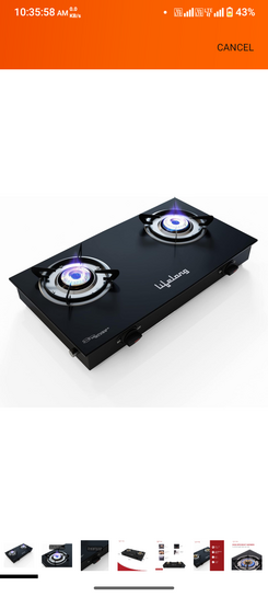 Lifelong LLGS10 Glass Top, 2 Burner Manual Glass Gas Stove, Black (ISI Certified)