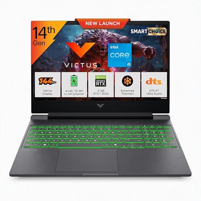 HP Victus 15 Smartchoice, Intel Core i5-14500HX, 6GB RTX 3050, 12GB DDR5(Upgradeable) 512GB SSD