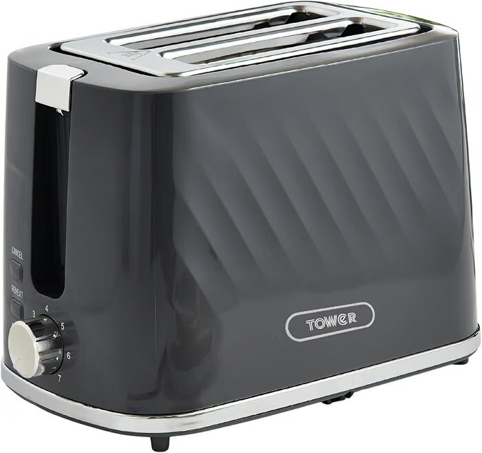 Tower Windsor 2 Slice Pop Up Toaster with Self Centring Slots, 7 Browning Levels, 800W Fast Heating