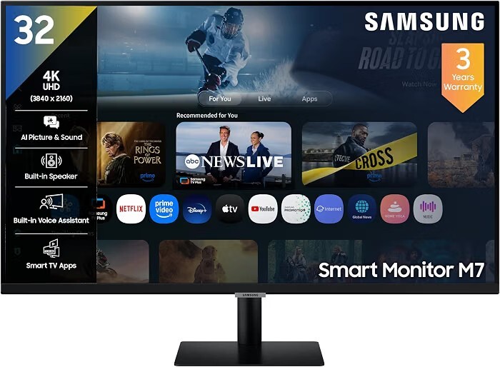 Samsung 32" (80 cm) 4K M7 Vision AI Smart Monitor|UHD 3840 x 2160