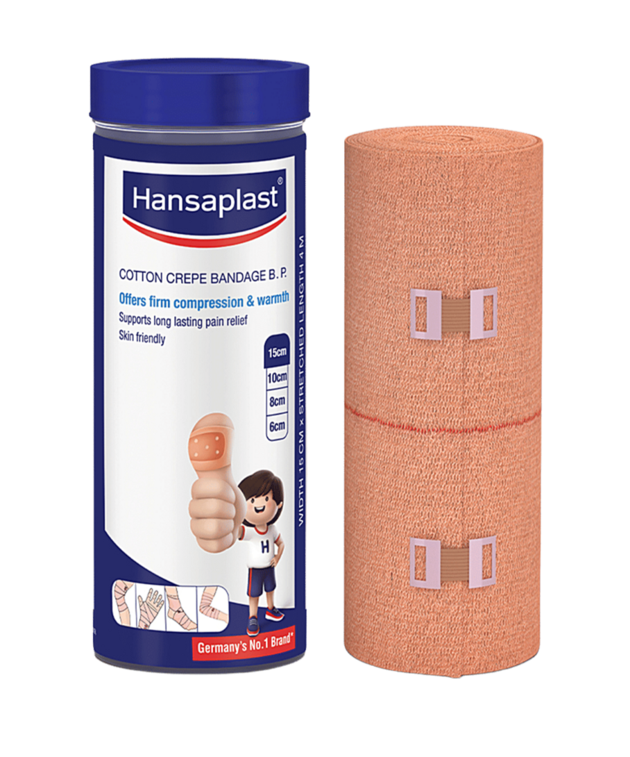 Bigbasket - Hansaplast Soft Cotton Crepe Bandage For Pain Relief | 15CM X 4MTR, Skin-Friendly