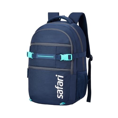 Safari Surge 30L Laptop Backpack Bag for Men & Women, School Bag for Boys & Girls, Ideal for Office/School/College, 2 Compartment Backpack with Rain Cover, Bottle Holder, & Organizer, Color Blue