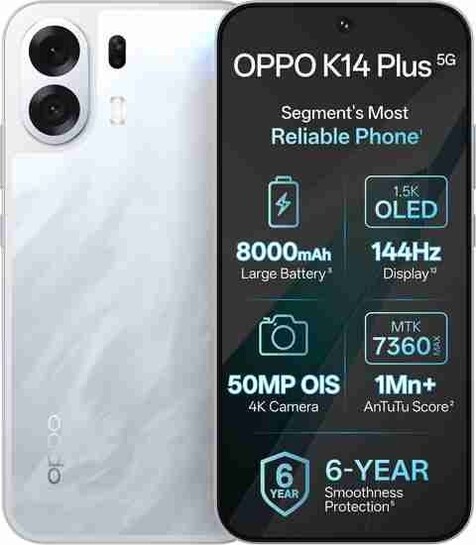 OPPO K14 Plus 5G (Star White, 128 GB) (8 GB RAM)