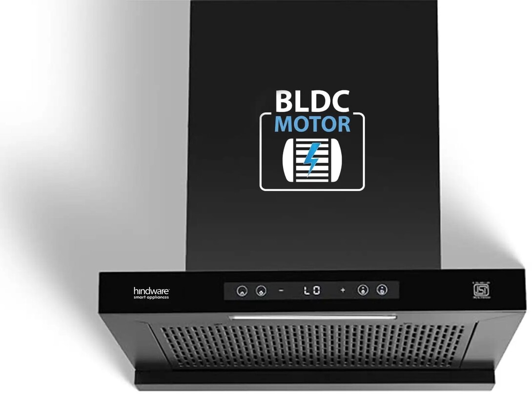 Hindware Smart Appliances Regina BLDC 75 1500 CMH 75 cm Auto Clean Chimney (Wall Mounted, Black)