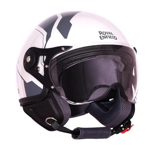 Royal Enfield Airforce 1901 Open Face Helmet | Certification: ISI & DOT | High Impact Grade ABS Shell | High Strength EPS Liner for Added Strength| Sleek Aviator Inspired Design | Gray (L) 60 CM