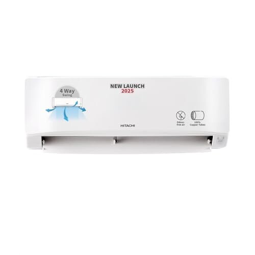 Hitachi 1 Ton Class 2 Star Long Air Throw Fixed Split AC (100% Copper, 4-Way Swing, Dust Filter, 3200FL RAS.B312PCAIBA1, White)
