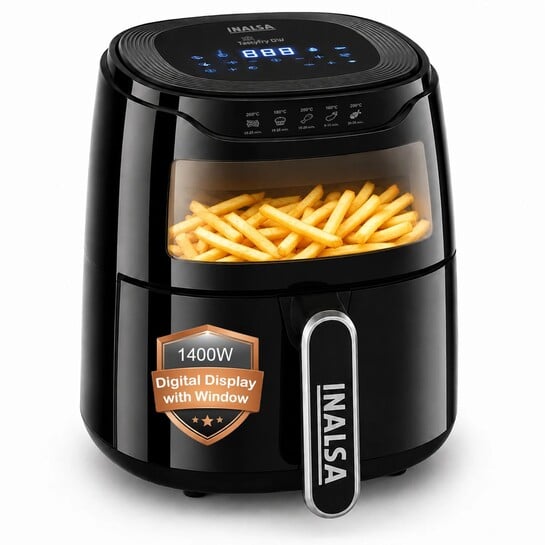 Inalsa Tasty Fry Digital DW,1400W, Non Toxic, AirCrisp Tech,Quick...more