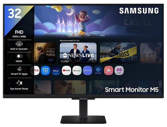 Samsung 32" (80cm) M5 Smart Monitor with Smart TV Experience|FHD 1920 x 1080|