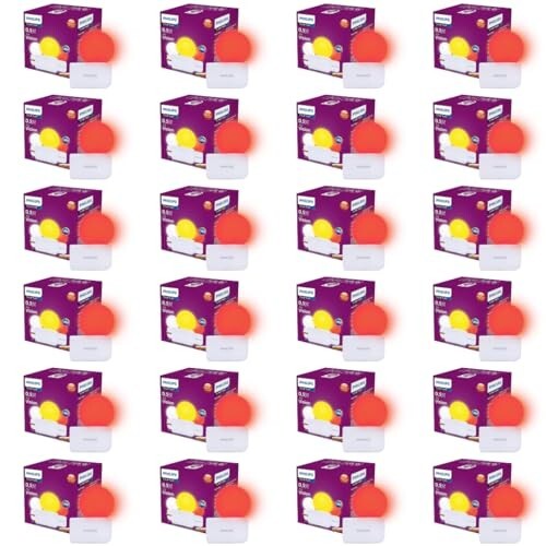 Philips 0.5W LED Bulb Red | Joy Vision Plug-and-Play LED Night Lamp | Night Light for Bedrooms & Corridors | 2-Pin Socket | Energy Saving, Long Life | Pack of 24