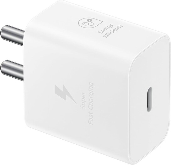 Samsung Original 25W USB Type-C Fast Charger Adapter | Super Fast Charging Adapter for Galaxy S25, S24 & iPhone (White)