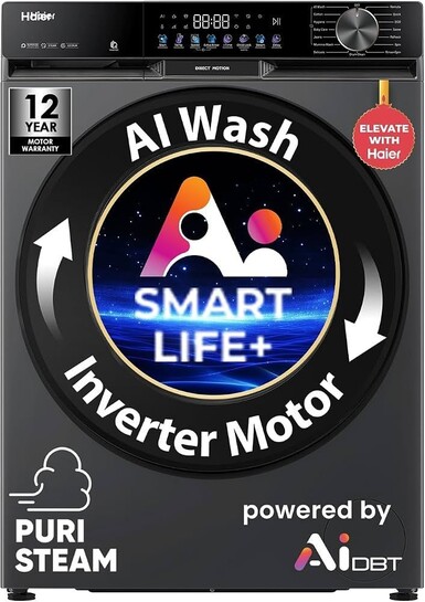 Haier 9 Kg, 5 Star, AI Smart LIFE+, Hygienic Care,  Motor, WiFi, Fully Automatic Front Load Washing Machine 