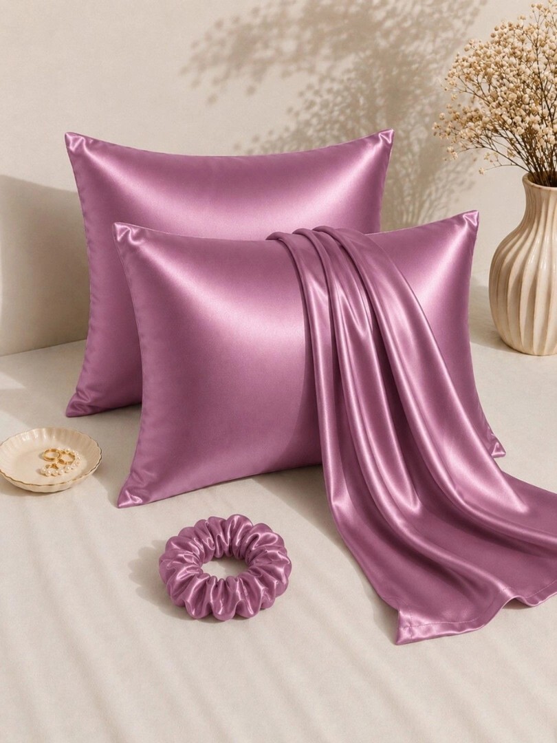 Buy Myntra Elegant Homes Pink 2 Pieces Solid Pure Silk Blend Rectangle Pillow Covers - Pillow Covers for Unisex 43004504 | Myntra