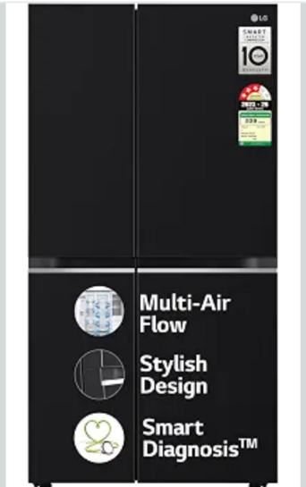 LG 655 L, 3 Star, Frost Free Smart Inverter Double Door Side by Side Refrigerator (GL-B257HWBY, Western Black, Express Freezing | Multi Air-Flow)