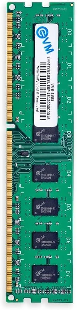 EVM 8GB DDR3 Desktop RAM 1333MHz | Long-DIMM – 1.5V Low Voltage| 240-PIN Pin, Intel & AMD Compatible | High-Speed PC Memory Upgrade | 10 Year Warranty (EVMT8G1333U86P)