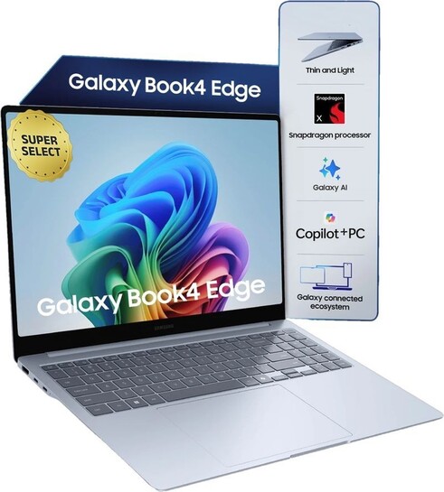 Samsung Galaxy Book4 Edge Series Copilot AI-PC Full Metal Chasis Snapdragon X - (16 GB/512 GB SSD/Windows 11 Home) NP750XQB-KA1IN Thin and Light Laptop (15.6 Inch, Sapphire Blue, 1.55 Kg, With MS Office)