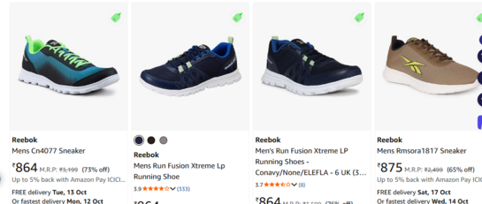 Reebok mens shoes Starting @ Rs. 864 