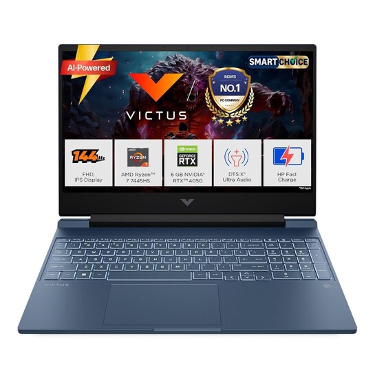HP Victus Smartchoice, AMD Ryzen 7 7445HS, 6GB RTX 4050, 16GB DDR5(Upgradeable) Laptop