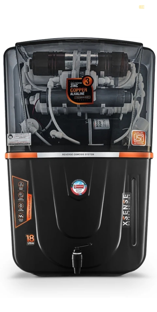 Aqua  Fresh Water Purifier Smoke Audi 18 ltr drink pure India 1st BIS (IS 16240 :2023) CM/L8100159306 18 L RO + UV + UF + Copper + Alkaline + TDS Control Water Purifier