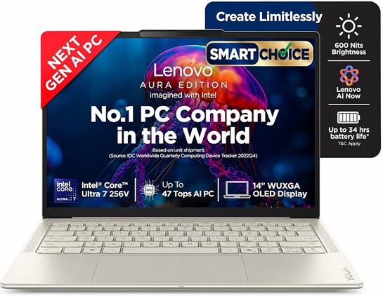 Lenovo Yoga Slim 7 Smartchoice Aura Edition Intel Evo Core Ultra 7 256V (16GB RAM/512GB SSD/14  AI Laptop