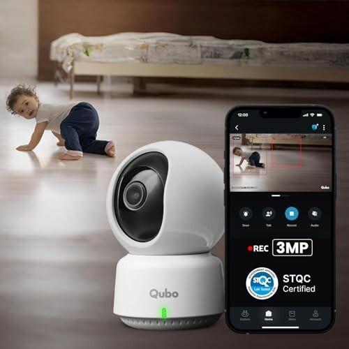 Qubo Smart 360° 3MP [2K] Baby Monitor Camera | Wi-Fi Indoor CCTV for Baby Room