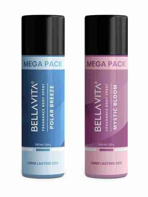 BELLAVITA Polar Breeze & Mystic Bloom Deodorant Combo|2x200ml|Long lasting Fragrance| Body Spray  -  For Men & Women (400 ml, Pack of 2)