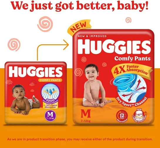 Huggies Comfy Baby (Pack of 2) Pant Diapers - M (152 Pieces)