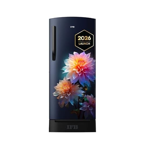 IFB 187L 5 Star Advanced Inverter Direct-Cool Single Door Refrigerator with 30 Hrs Cooling Retention, Big Vegetable Box, 4 Year Super Warranty & Base Stand (2026, IFBDC-213EYBNED, Divine Bliss Blue)