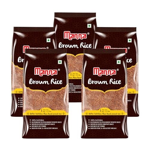 Manna Brown Rice 5kg (Unpolished) |100% Natural | Naturally Low GI | High in Fibre | Helps Control Diabetes