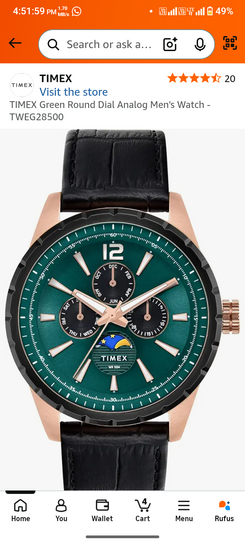 TIMEX Green Round Dial Analog Men's Watch - TWEG28500