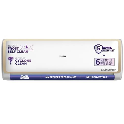 Haier 1.5 Ton 5 Star Twin Inverter Split AC (Turbo Cooling, Energy Saving & Self-Clean, 5 in 1 Convertible, Copper, 2-way Swing, Cools in 10 Sec at 54°C, 2026 Model, White)-HSA52VP-G5NB-I
