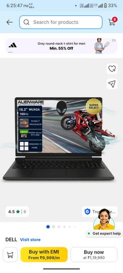 DELL Alienware 15 AMD Ryzen 7 260 - (16 GB/512 GB SSD/Windows 11 Home/6 GB Graphics/NVIDIA GeForce RTX 3050/165 Hz) CAN15265CTO03MINO Gaming Laptop