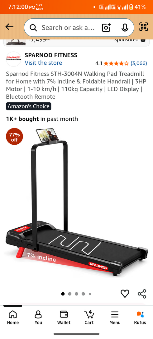 Sparnod Fitness Walking Pad Treadmill @7600