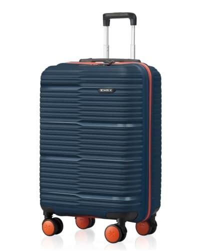 HRX Zanzibar Cabin Size Blue Polypropylene Hard Shell Suitcase - Premium Travel Trolley Bag with 8 Spinner Wheels, Number Lock & Water Resistant Body