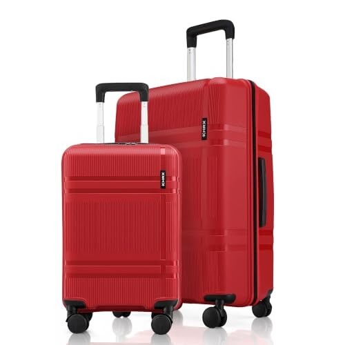 HRX Helium 2-Piece Luggage Set (Cabin + Medium) Red Polypropylene Hard Shell Suitcase Set 