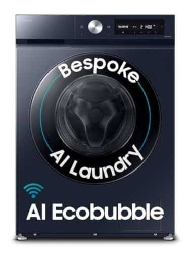 Samsung 12 kg, 5 Star, AI Control, Super Speed, QuickDrive, Wi-Fi, Hygiene Steam, Fully-Automatic Front Load Washing Machine (WW12DB7B24GSTL, Navy)