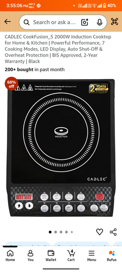 CADLEC CookFusion_5 2000W Induction Cooktop for Home & Kitchen