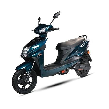 AMO Electric Scooter Single Light Lead Acid Range- 60-70 Km Low Speed Non RTO in Green with Portable Charger