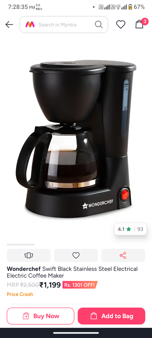 Wonderchef electric coffee maker