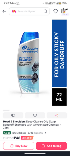 Head and shoulders shampoo 72 Ml