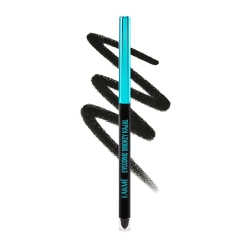 LAKME 9-5 Eyeconic Smokey Kajal, Black, 0.35g, for Smokey Eye Perfection, with 2x Darker Pigment, Smudge-Proof and Waterproof, Long-Wear Formula