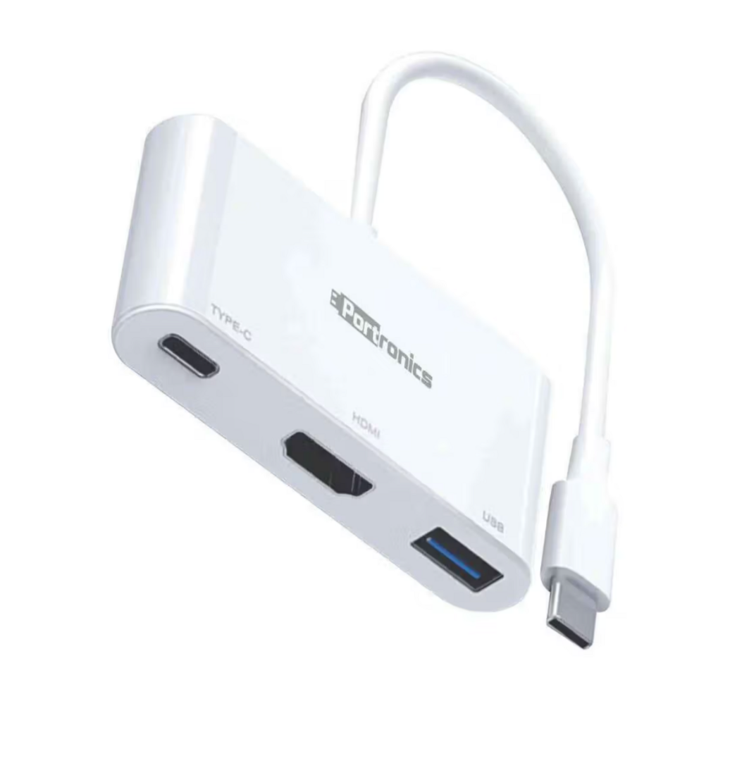 Zepto - Portronics C-Konnect USB Type-C Adapter | 3 in 1, Type-C + USB + HDMI | White