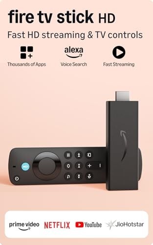 Amazon Fire TV Stick HD, Alexa Voice Remote with TV power & volume controls, full HD streaming device