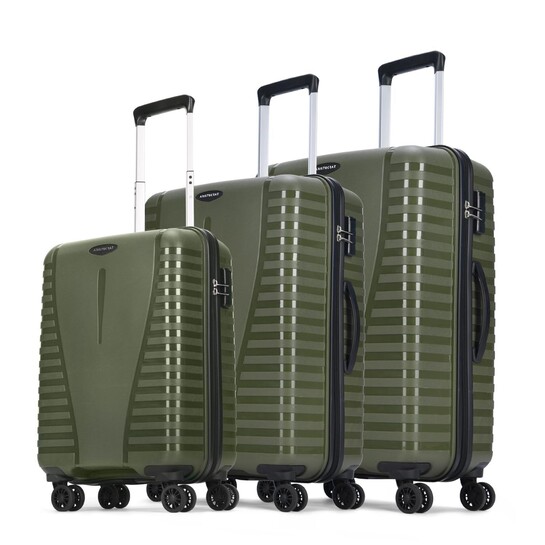 Aristocrat Airpro Set of 3 (Cabin+Medium+Large) Trolley Bags, Ivy Green8-Wheels, Polypropylene Case, Spacious, Combination Lock, Sturdy Zipper, Lightweight Travel Luggage, 3-Year Global Warranty