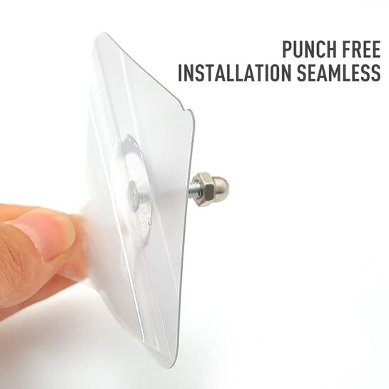 [Prime: Az ICICI card] JIALTO 10 Pcs Stainless Steel, PVC, ABS Nail Free Seamless Adhesive Non-Trace No Drilling Installation Hanging, Waterproof Screws Wall Hook (Transparent)