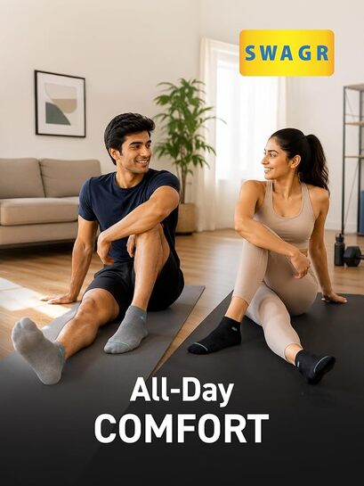 [Prime: Amazon ICICI card] SWAGR Free Size 5 pairs of Ankle Unisex Socks